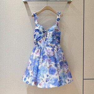 Zimmermann Blue Floral Mini Dress Fit & Flare